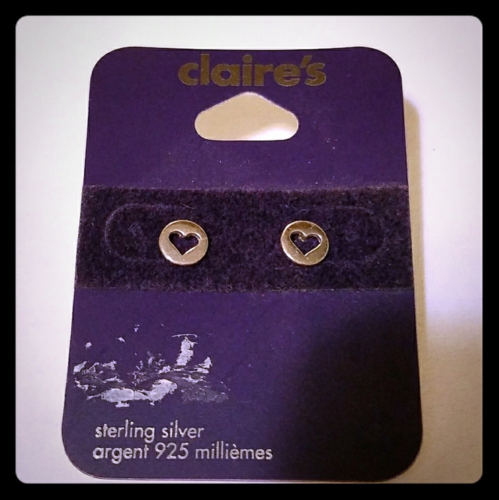 Sterling Silver Circle Heart Earrings